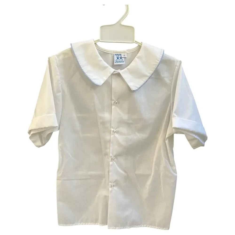 Boys Special Occasion Easter Blue White Microstripe Shorts White SS Shirt Size 7
